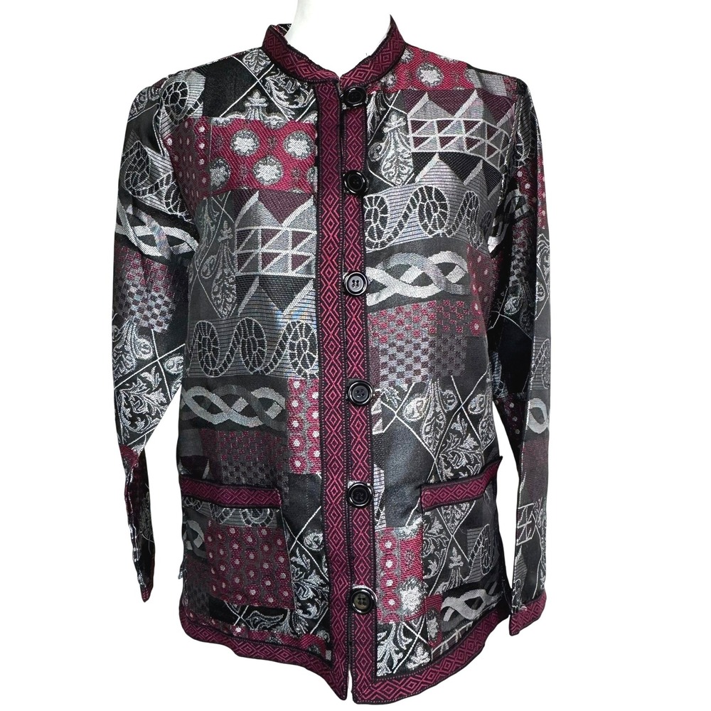TUDOR COURT Women Medium Embroidered Jacket Blazer Medieval Asia Haband Tapestry